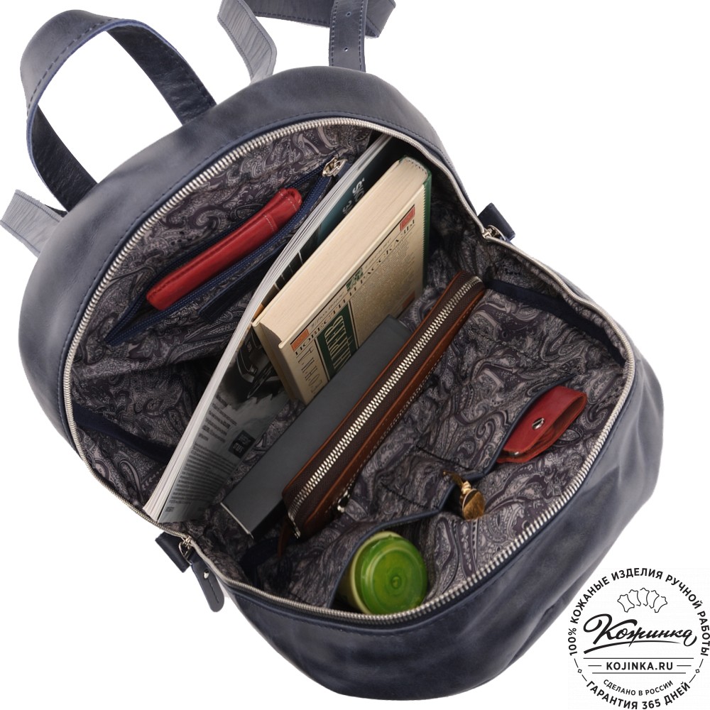 Женский кожаный рюкзак "Джессика" (синий антик)